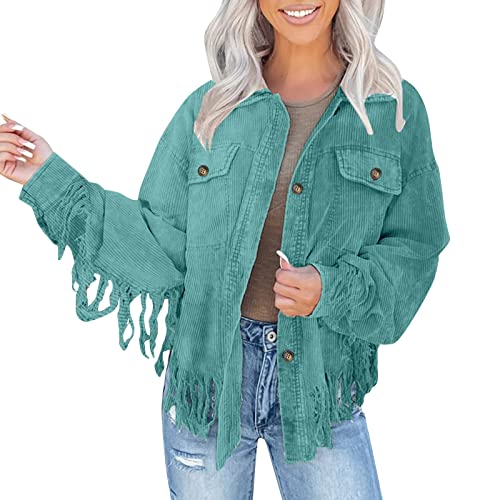 cord hemd damen, Cordhemd Damen Winter Hemdjacke - Winterjacke Casual Damenjacken Cord Damenjacke Lang Langarm Hemdbluse Lässig, Knopfleiste, Langärmelig, Kurze Oberbekleidung Mit Tasche, Reine Farbe, von Jabidoos