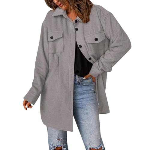 cord hemd damen, Cordjacke Damen Tasche Cord Jacke - Shirtjacke Knöpfen Flanellhemd Oversize Blusenjacke Streetwear Übergangsmantel Freizeit Winterjacke Winter Langarm Button Down Oversized Cordhemd M von Jabidoos