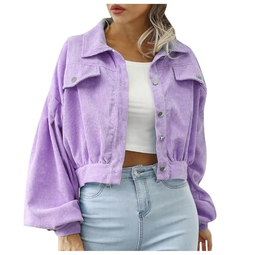 cordjacke Damen gefüttert, Cordjacke Damen Gefüttert Hemdjacke - Streetwear Hemdbluse Cord Blusenjacke Casual Freizeitjacke Langarm Hemdblusenkleid Blusen Mit Knöpfen Cordhemd Bluse Jacke Taschen von Jabidoos