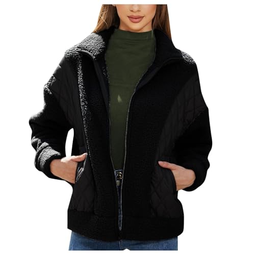 cordjacke damen gefüttert, Fleecejacke Damen Gefüttert Flauschig Teddyfleece Jacke - Thermojacke Frauen Kuscheljacke Sweatjacke Thermo Winterjacke Stylisch Funktional, Winter Warm Lose Plüsch Zip Hood von Jabidoos