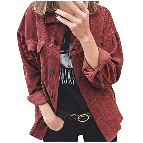 cordjacke damen gefüttert, Hemdjacke Damen Cord Cordhemd - Übergangsjacke Winter Damenjacke Shirtjacke Knopfleiste Freizeitjacke Knöpfen Cordbluse Button Down Langarm Revers Wanderjacke Mit Taschen Ba von Jabidoos