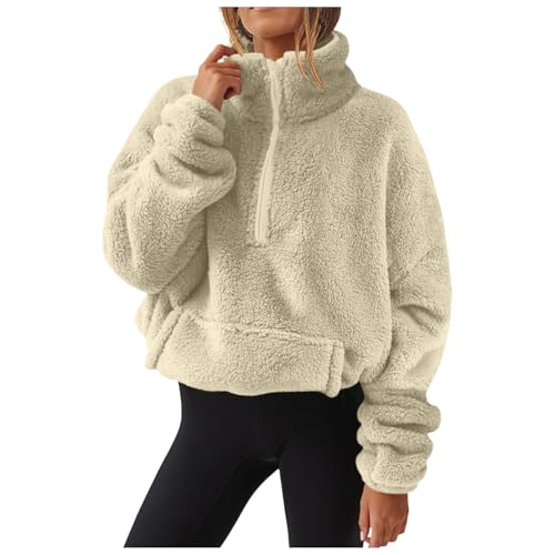 cordjacke damen gefüttert, Plüschjacke Damen Teddy Gefüttert Fleecejacke - Flauschig Übergangsjacke Thermo Teddyjacke Langarm Winterjacke Winter Plus Fleecepullover Kapuzenjacke Sweatshirt Dicke Hoodi von Jabidoos