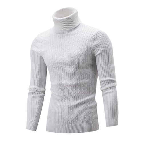 fleece pullover herren, Pullover Herren Rollkragenpullover Strickpullover - Langarmshirt Norweger Sweatshirt Herbst Winter Fleecepullover Oversize Sweatshirts Elegant Mit Rundhals Langarm Waffel Freiz von Jabidoos