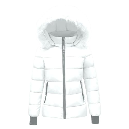 fleecemantel damen, Parka Damen Mit Fellkapuze Lang Jacke - Winterjacken Elegant Elegante Übergangsjacke Jacket Warm Winterjacke Fellkapuze, Warme Steppjacke, Gefüttert In Daunenoptik, Winterjacke, Ge von Jabidoos