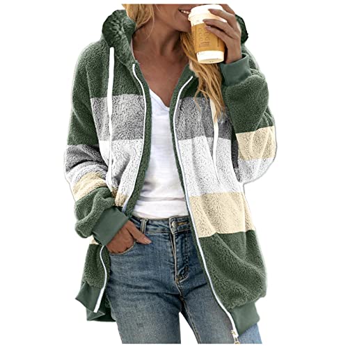 fleecemantel damen lang, Teddyfleece Jacke Damen Flauschig Gefüttert Plüschjacke - Fleecejacke Dicke Winterjacke Warm Wintermantel Fleece Cordjacke Winter Teddyjacke Reißverschluss Hoodie Casual Kusch von Jabidoos