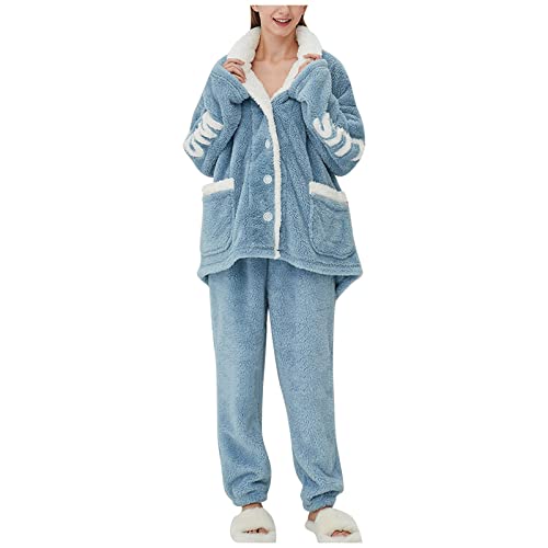 hausanzug damen, Hausanzug Damen Warmer Herbst Jumpsuit - Jogginganzug Weihnachten Freizeitanzug Loungewear Teenager Damenschlafanzug Flanell Elegant Kuschelig Langarm Lounge Sets Strickpullover Top W von Jabidoos