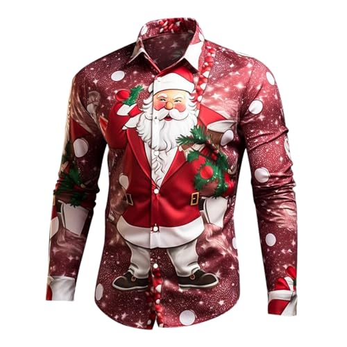 hemd weihnachten herren, Weihnachtshemd Herren Ugly Weihnachts Hemden - Weihnachtskleidung Baumwolle Hawaiihemd Lustig Weihnachtsshirt Hemd Männer Freizeithemd Xmas Shirt Weihnachten Funky Business Mi von Jabidoos