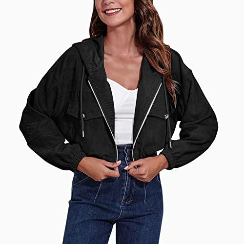 hemdbluse Damen, Hemdjacke Damen Tasche Cord Jacke - Langarmshirt Hemdbluse Winter Hemdblusenkleid Knopfleiste Flanellhemd Blusen Mit Knöpfen Cordhemd Bluse Freizeitjacke Taschen von Jabidoos