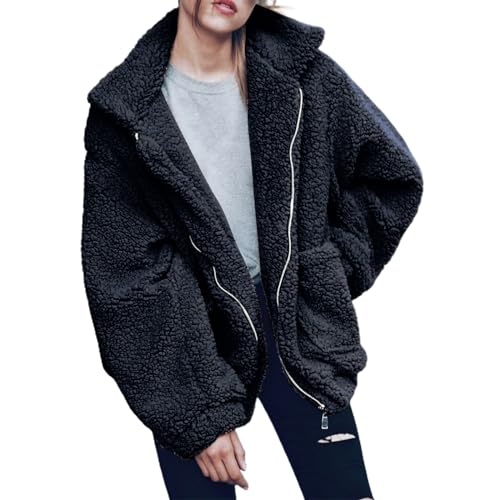 hemdjacke Damen gefüttert, Teddyfleece Jacke Damen Gefüttert Teddy Plüschjacke - Teddyjacke Fleece Cordjacke Elegant Outdoorjacke Flauschig Winterjacke Lang Winter Warm Super Weich Und Bequem Flanell von Jabidoos