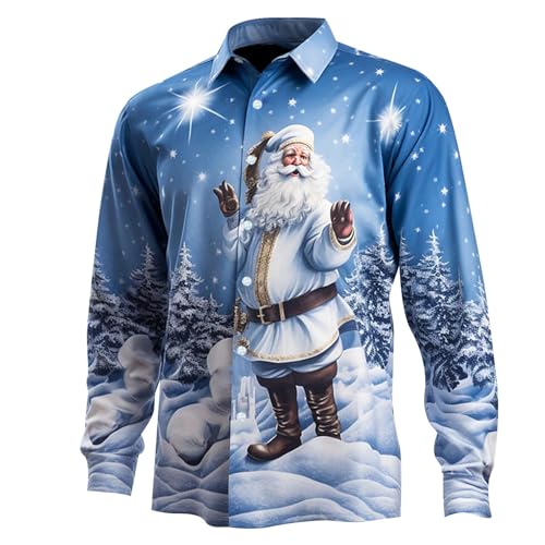 herren hemd langarm, Hemden Herren Weihnachts Hässlich Weihnachtshemd - Hemd Santa Hawaiihemd Langarm Weihnachtsoutfit Christmas Weihnachten Weihnachtsmänner Sweatshirt Button-Down Langarmshirts Freiz von Jabidoos