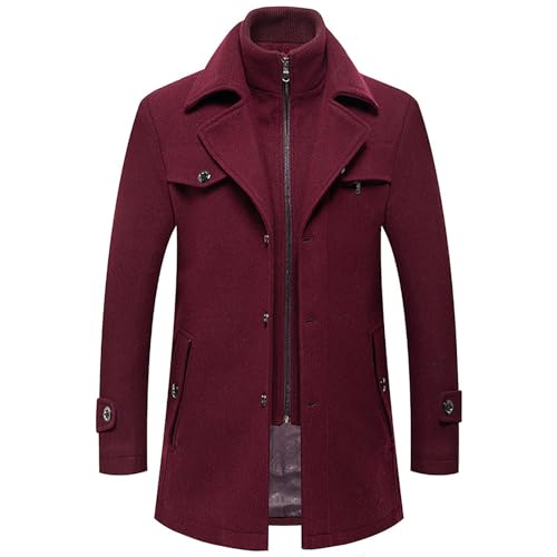 herren-mäntel, Wintermantel Herren Wolle Lang Wolljacke - Jacke Warme Wollmantel Slim Fit Männer Herrenwinterjacke Schwarz Winterjacke Warmer Trenchcoat Jacken Herrenmantel Mit Abnehmbaren Karierten S von Jabidoos