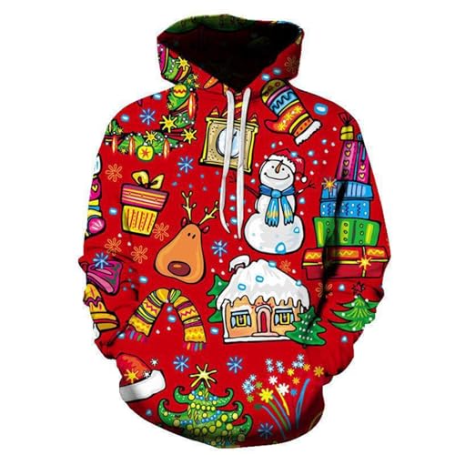 hoodie weihnachten damen, Christmas Hoodie Herren Komfortabel Hässlich Weihnachts - Weihnachtspullover Lose Sweatshirts Lässige Kapuzenpulli Oversized Kapuzenshirt Ugly Merry Weihnachtsmann Langarm Sw von Jabidoos