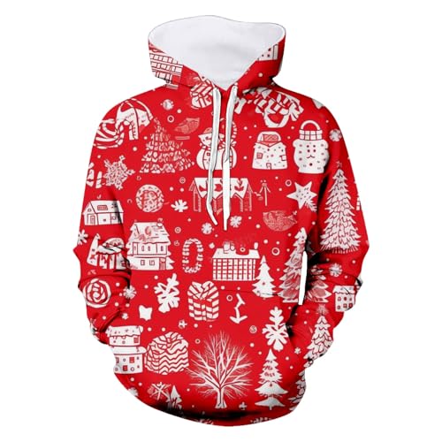 hoodie weihnachten damen, Christmas Hoodie Herren Lose Komfortabel Weihnachten - Weihnachtspullis Mode Pulli Ugly Weihnachtspulli Mit Taschen Kapuzenshirt Winter Funky Casual Unisex Kapuzenpullover Sw von Jabidoos