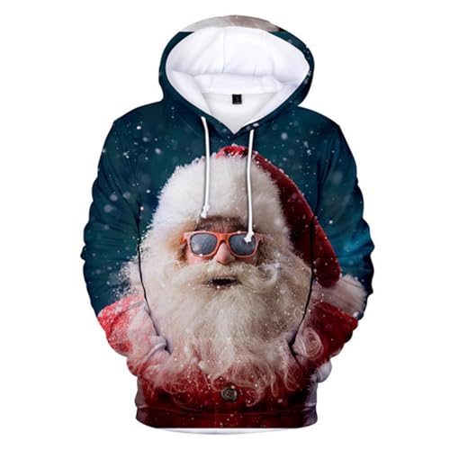 hoodie weihnachten damen, Hoodie Weihnachten Herren Männlich Langarm Hässlich Christmas - Kapuzenpulli 3d Druck Hoodies Rundhals Weihnachtspullis Ugly Weihnachtspullover Mit Taschen Fit Sweater Unisex von Jabidoos