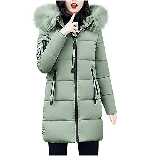 jacke damen winter, Parka Damen Mit Fellkapuze Lang Winterjacke - Plüschjacke Warm Funktionsparka Übergangsjacke Kapuze Winterparka Mädchen Fellkapuze, Warme Steppjacke, Puffer Jacke In Daunenoptik, K von Jabidoos