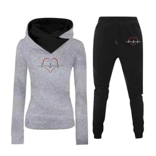 jogginganzug mädchen, Jogginganzug Damen Baumwolle Zweiteiler Hausanzug - Frauen Lounge Set Lang Loungewear Weich Streatwear Warme Trainingsanzug Velours Elegant Sportanzug Winter Warm Freizeitanzug M von Jabidoos