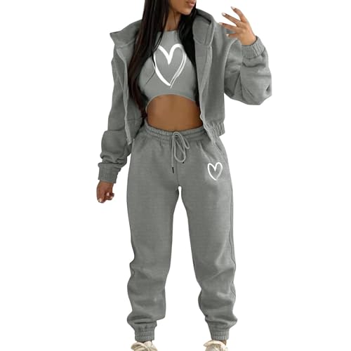 jogginganzug mädchen, Jogginganzug Damen Warme Winter Hausanzug - Lounge Set Loungewear 2 Teiler Freizeitanzug Große Größen Sport Zweiteiler Trainingsanzug Rundhalsausschnitt Einfarbig Sportanzug Teil von Jabidoos