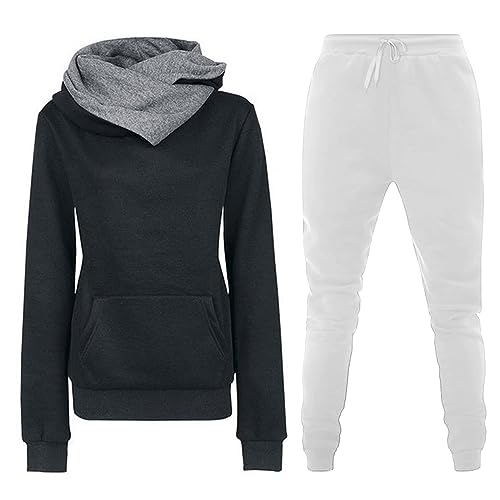 jogginganzug mädchen, Trainingsanzug Damen Baumwolle Warme Jogginganzug - Set 2 Teiler Streatwear Winter Sportanzug Anzug Sport Velour 2teilig Freizeitanzug Oberteil Hose Kapuzenjacke Langarm Zipper L von Jabidoos