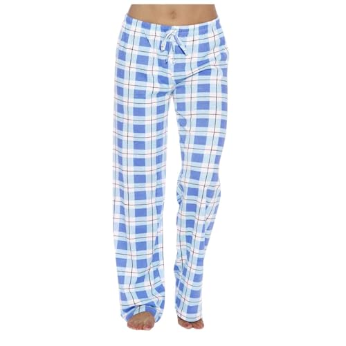 karierte hose damen, Karierte Schlafanzughose Damen Lang Warm Weich Pyjamahose - Baumwolle Winter Nachtwäsche Freizeithose Mit Taschen Verstellbaren Tunnelzugbund Schlaf & Lounge Hose Jogg-Pants Karie von Jabidoos