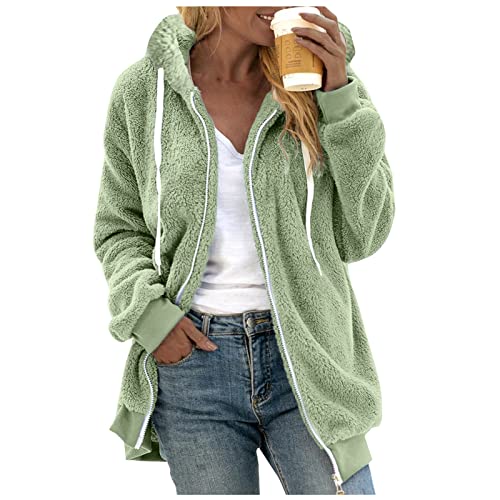 kuscheljacke damen flauschig, Fleecejacke Damen Flauschig Gefüttert Teddyjacke - Winterparka Thermo Dicke Winterjacke Teddyfell Thermojacke Winter Fleece Reißverschluss Plüschjacke Hoodie Casual Kusch von Jabidoos