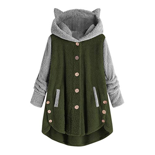 kuscheljacke damen flauschig, Teddyfleece Jacke Damen Teddy Winter Teddyjacke - Cordjacke Gefüttert Kapuzenjacke Sherpa Fleecejacke Ausgefallene Outdoorjacke Reißverschluss Elegant Einfarbig Übergangs von Jabidoos