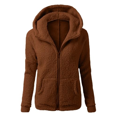 kuschelpulli damen flauschig xxl, Teddyjacke Damen Gefüttert Winter Plüschjacke - Outdoor Winterparka Lang Thermojacke Langarm Outdoorjacke Warm Bequeme Übergangsjacke Mit Kapuze, Ideal Für Outdoor-Ak von Jabidoos