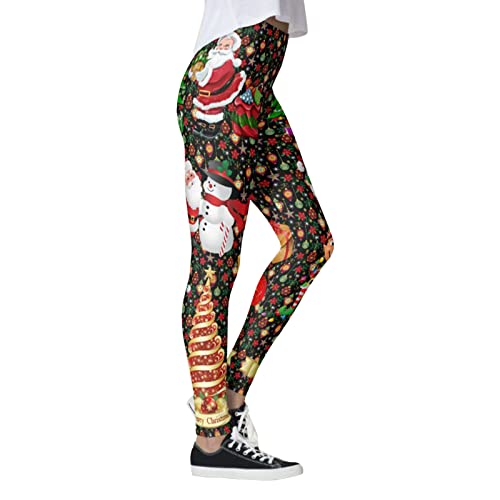 leggings damen weihnachten, Weihnachtsstrumpfhose Damen Thermo Fleece Strumpfhosen - Strumpfhose Sport Winterleggings Gemusterte Wollstrumpfhosen Gemustert Yogahosen Christmas Leggins High Waist Seaml von Jabidoos