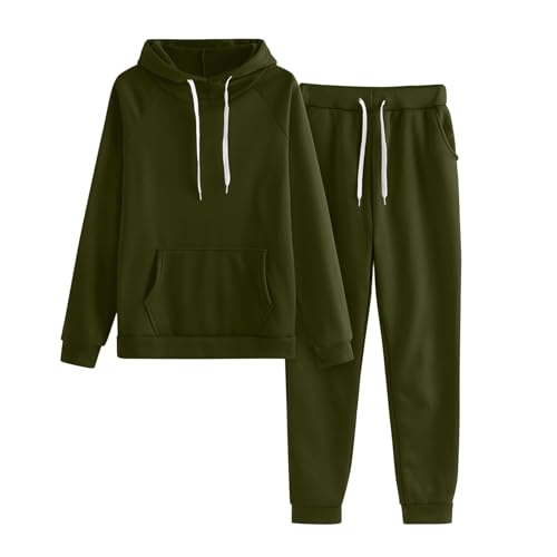 lounge set damen, Jogginganzug Damen Winter Zweiteiler Trainingsanzug - Tracksuit Frauen Loungewear Thermo Trainingsanzüge Große Größen Hausanzug Set Rundhalsausschnitt Einfarbig Sportanzug 2 Teilig F von Jabidoos