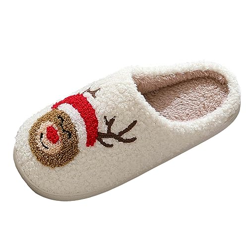 lustige hausschuhe damen, Winter Slipper Damen Herren Kuschelige Weiche Christmas Slippers - Hauspantoffeln Elastizität Weihnachtspantoffel Warme Thermoschuhe Plüschpantoffeln Flauschig Rentier Pantof von Jabidoos