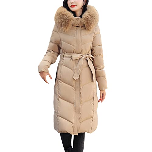 mantel damen winter, Winterjacke Damen Mit Fellkapuze Warme Mantel - Herbstjacke Outdoor Damenjacke Elegante Daunenmantel Winter Daunenjacke Frauen Lang Warm Kapuze Elegant Steppmantel Langer Steppjac von Jabidoos