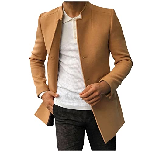 mantel herren winter, Wolljacke Herren Warm Herbst Wollmantel - Winterparka Winter Übergangsmantel Slim Fit Windjacke Grau Herbstmantel Stehkragen Einfarbig Mit Knöpfen Warme Trenchcoat Revers Elegant von Jabidoos