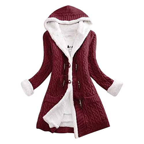 outdoor fleecejacken für damen, Plüschjacke Damen Teddy Gefüttert Teddyfleece Jacke - Winterparka Cordjacke Kunstfell Fleecejacke Frauen Outdoorjacke Thermo Winter Plus Fleecepullover Langarm Kapuzenj von Jabidoos