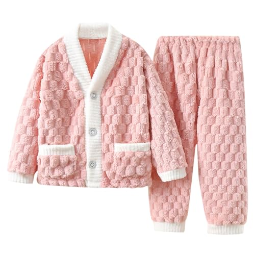 outfit damen set elegant, Schlafanzug Damen Flanell Winter Pyjama - Jogginganzug Weihnachten Hausanzug Teenager Schlafanzughosen Overall Lang Unisex Warm Fleece Kuschelig Herren Flauschig Set Mit Lang von Jabidoos