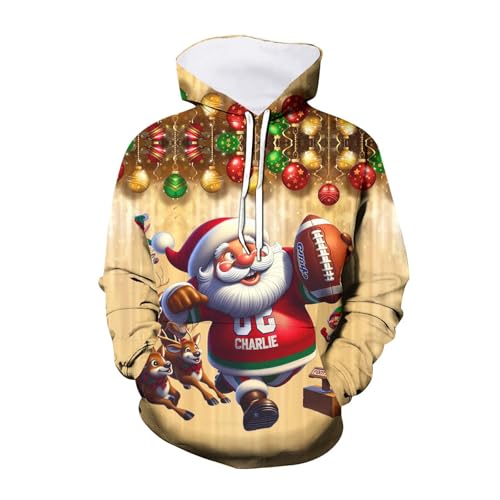 partner weihnachtspullover, Christmas Hoodie Herren Hässlich Winter Weihnachtshoodie - Weihnachtspullover Warm Hoodies Lose Sweatshirts Mit Taschen Weihnachtspulli Ugly Funky Casual Unisex Kapuzenpull von Jabidoos