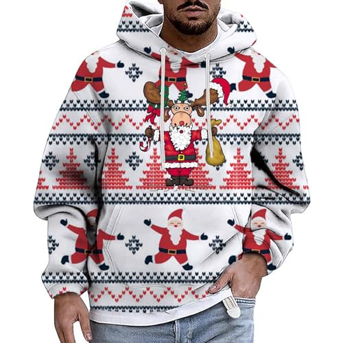 pullover herren weihnachten, Weihnachts Hoodie Männlich Komfortabel Winter Weihnachtshoodie - Sweatshirts Rundhals Kapuzenshirt Mode Weihnachtspullover Hoodies Lustig 3d Druck Christmas Kapuzenpullove von Jabidoos