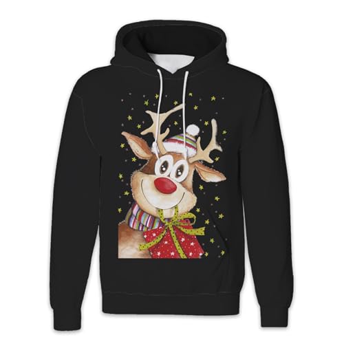 pullover weihnachten herren, Weihnachts Hoodie Herren Langarm Hässlich Weihnachten - Sweatshirts Lässige Weihnachtspulli Lose Weihnachtspullover Oversized Weihnachtspullis Winter Unisex 3d Druck Kapuz von Jabidoos