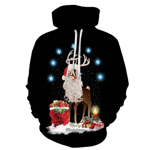 pullover weihnachten herren, Weihnachts Hoodie Männlich Lustig Winter Weihnachtshoodie - Hoodies Langarm Weihnachtspulli Rundhals Kapuzenshirt 3d Druck Weihnachtskleidung Casual Christmas Kapuzenpullo von Jabidoos