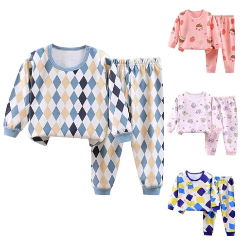 schlafanzug jungen 104, Schlafanzug Kinder Fleece Thermo Pyjama - Hausanzug Langarmshirt Kinderschlafanzug Kleinkind Pjs Zweiteile Warme Set Winter Langarm Nachtwäsche Mit Lange Oberteile Und Hosen Lo von Jabidoos