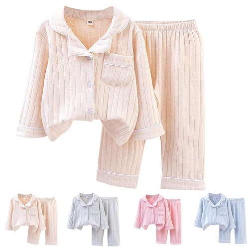 schlafanzug mädchen 140 lang, Pyjama Kinder Warm Thermo Schlafanzug - Pjs Jugendliche Kinderschlafanzug Zweiteile Schlafanzüge Pyjamahose Zweiteiler Cartoon Muster Kuschelig Pullover + Hose Flauschige von Jabidoos