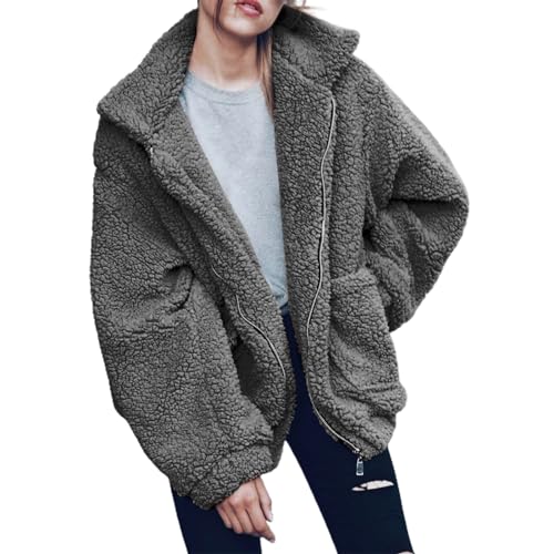 teddy jacke damen, Teddyfleece Jacke Damen Gefüttert Teddy Plüschjacke - Teddyjacke Fleece Cordjacke Elegant Outdoorjacke Flauschig Winterjacke Lang Winter Warm Super Weich Und Bequem Flanell Kapuzenp von Jabidoos