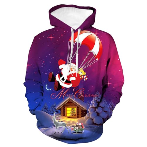 ugly weihnachtspullover, Weihnachtshoodie Herren Mode Lustig Christmas Hoodie - Weihnachtspullis Rundhals Weihnachtspulli 3d Druck Pulli Warm Hoodies Komfortabel Fit Langarm Sweater Unisex Lustige Ren von Jabidoos