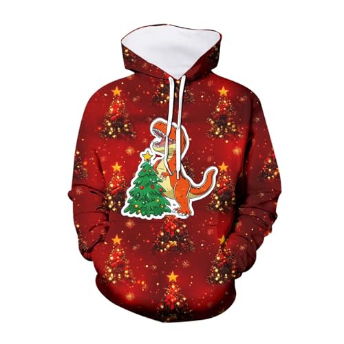 weihnachten pullover herren, Weihnachts Hoodie Männlich Lose Ugly Weihnachten Herren - Weihnachtspullover Langarm Kapuzenpulli Warm Weihnachtspullis Hässlich Weihnachtskleidung Casual Fit Sweater Unis von Jabidoos