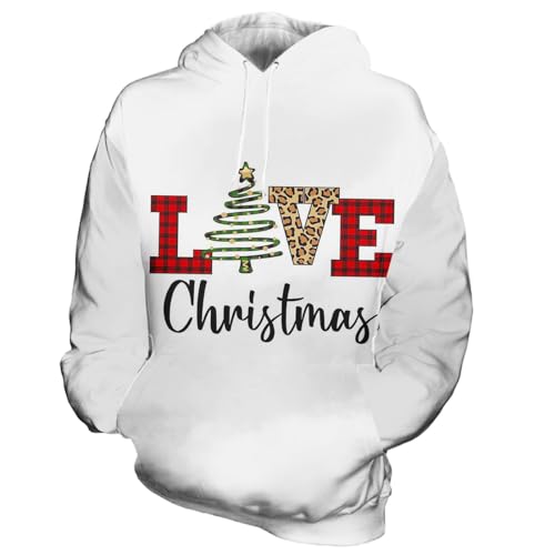 weihnachten pullover herren, Weihnachts Hoodie Männlich Warm Winter Weihnachtshoodie - Kapuzenpulli Komfortabel Pulli Sweatshirts Langarm Weihnachtspullis Rundhals Unisex 3d Druck Kapuzenpullover Swea von Jabidoos