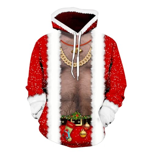 weihnachts hoodie herren, Weihnachtshoodie Männlich Winter Oversized Hoodie Weihnachten Herren - Sweatshirts Kapuzenpulli Mit Taschen Hoodies Komfortabel Weihnachtspullis Ugly Kapuze Kordelzug Sweatsh von Jabidoos