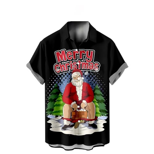 weihnachtshemd herren, Hemden Herren Weihnachten Weihnachts Weihnachtshemd - Weihnachtskostüm Stehkragen Freizeithemden Hässlich Slim Fit Langarmhemd Ugly Lustige Funky Langarm Hemd Muster Christmas X von Jabidoos