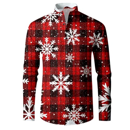 weihnachtskleidung herren, Hemden Herren Lustig Langarm Hemd Weihnachten - Weihnachtsshirt Übergröße Weihnachtshemd Rot Herrenhemden Lustige Weihnachtsbluse 3d Druck Weihnachts Freizeithemd Funky Butt von Jabidoos