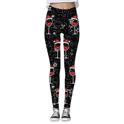 weihnachtsleggins damen, Weihnachtshose Damen Bunt Gefüttert Weihnachtsstrumpfhose - Strumpfhosen Sport Winterstrumpfhose Baumwolle Sportleggings Weihnachten Yoga Schlank Reithose Thermo Stretch Gefüt von Jabidoos