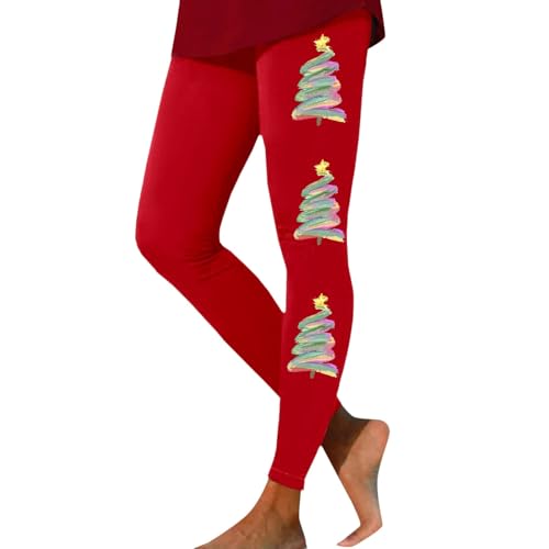 weihnachtsoutfit Damen, Weihnachtshose Damen Bunt Thermo Strumpfhosen - Yogahosen Fleece Strumpfhose Baumwoll Sportleggings Kariert Weihnachtsleggins Yoga Elegant Pants Blickdicht High Waist en La von Jabidoos