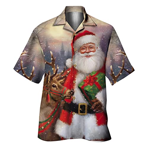 weihnachtsoutfit Herren, Hemden Herren Langarm Weihnachts Hemd Weihnachten - Herrenhemden Winter Langarmhemd Santa Freizeithemden Hässlich Sweatshirt Button-Down Langarmshirts Freizeithemd Shirt Für von Jabidoos