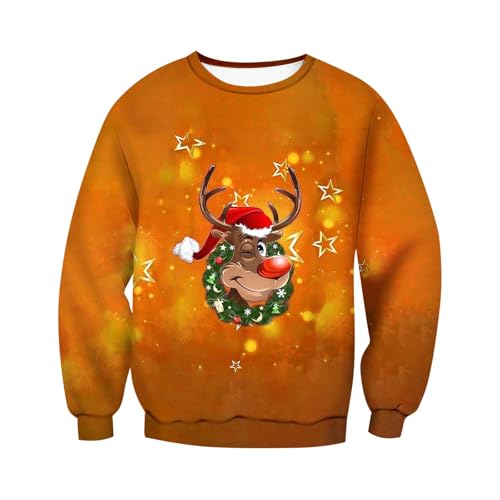 weihnachtspulli damen, Weihnachtspullover Herren Damen Rentier Schneemann Lustig 3D Druck hässliche Sweatshirt - Weihnachten Pullover baumwolle Weihnachtspulli Unisex Ugly Christmas Sweater Bekleidung von Jabidoos